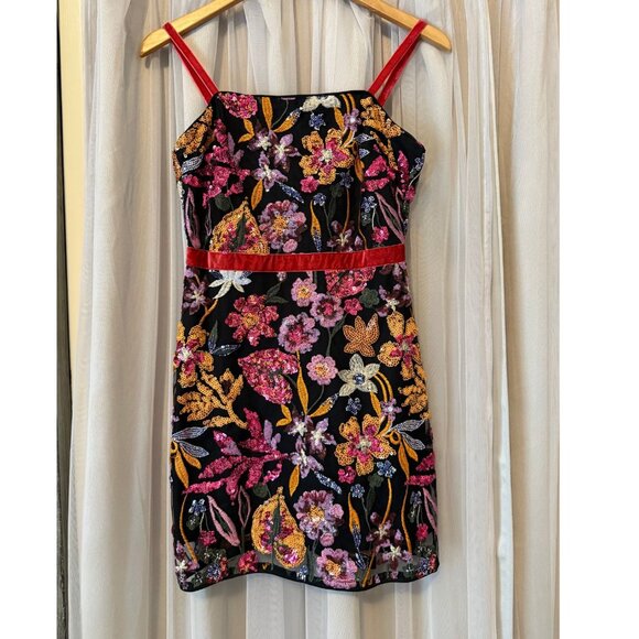 Fab'rik Floral Sequin Mini Dress Sz Small - Picture 1 of 10